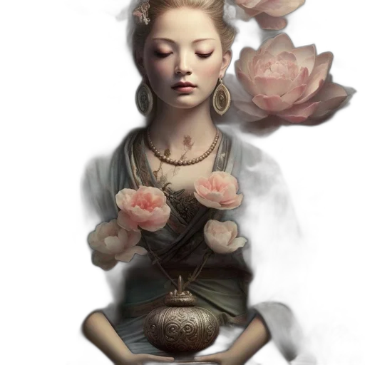 crown, flower, jewelry, fantasy art, concept art, photorealistic, oil painting, underwater transparent PNG cut-out