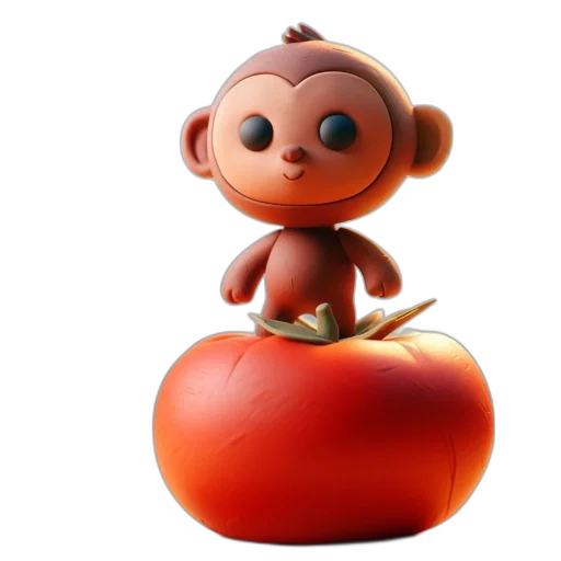 food, animal, 3d render, concept art, photorealistic, adorable, monkey, character transparent PNG cut-out
