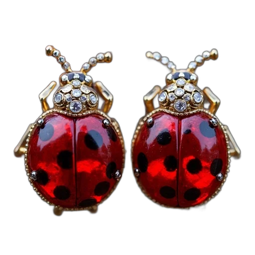 jewelry, crown, red, lady, bug, earrings, crystals transparent PNG cut-out