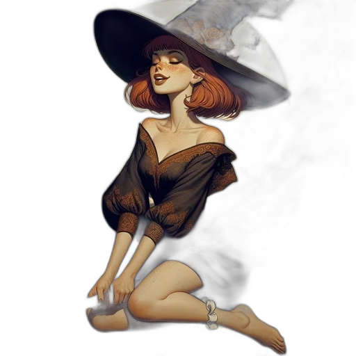 hat, dress, umbrella, mask, concept art, fantasy art, watercolor, photorealistic transparent PNG cut-out