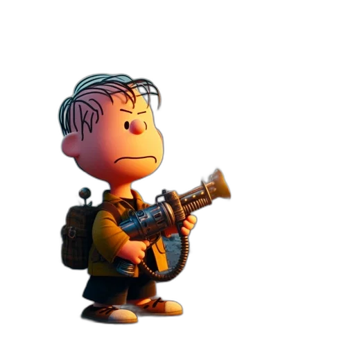 weapon, staff, jacket, robot, 3d render, concept art, pixel art, cartoon transparent PNG cut-out