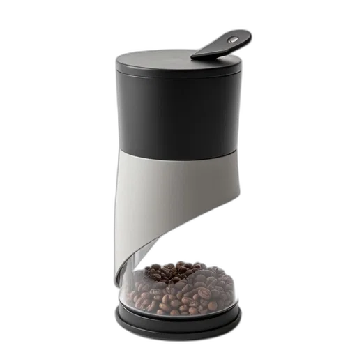 staff, 3d render, modern, sleek, compact, coffee, grinder, black transparent PNG cut-out