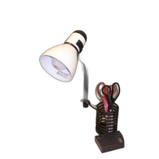 staff, 3d render, desk, computer, monitor, lamp, scissors, small transparent PNG cut-out