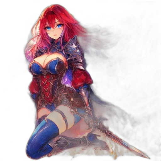 sword, dress, dragon, weapon, fantasy art, concept art, anime, pixel art transparent PNG cut-out