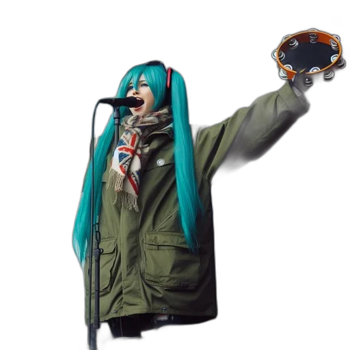 jacket, weapon, robot, creature, cyberpunk, vaporwave, concept art, anime transparent PNG cut-out