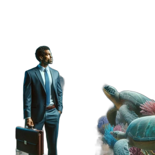 jacket, creature, concept art, vaporwave, comic book art, underwater, man, business transparent PNG cut-out