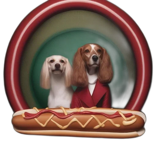food, animal, concept art, photorealistic, 3d render, two, dressed, dogs transparent PNG cut-out
