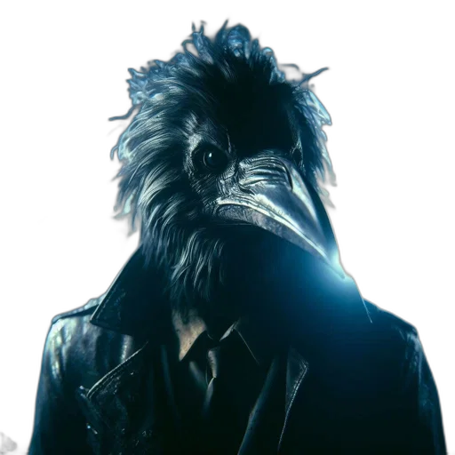 mask, jacket, creature, animal, concept art, cyberpunk, photorealistic, individual transparent PNG cut-out