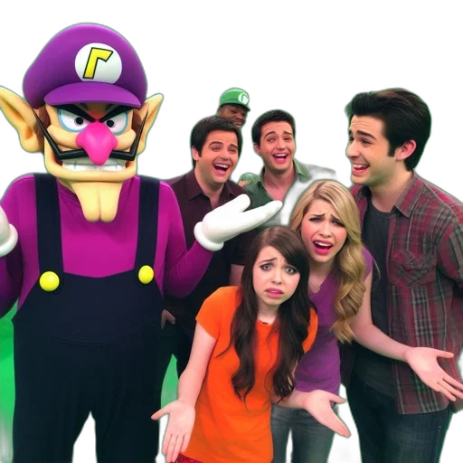 group, individuals, pose, alongside, iconic, video, game, character transparent PNG cut-out