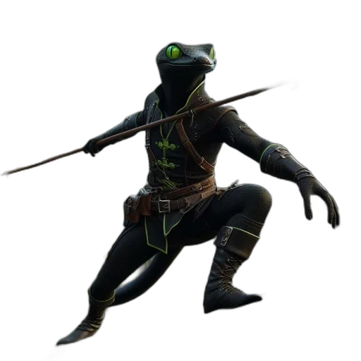 creature, dragon, staff, animal, concept art, fantasy art, 3d render, green transparent PNG cut-out
