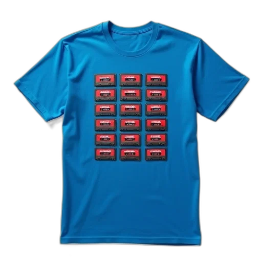 blue, red, t-shirt, graphic, design, featuring, series, cassette transparent PNG cut-out