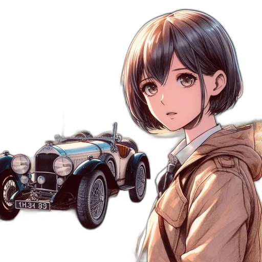 car, jacket, weapon, face, anime, concept art, cartoon, pixel art transparent PNG cut-out
