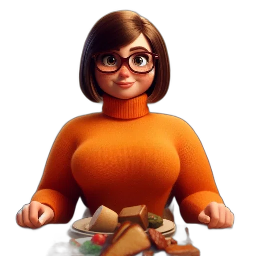 food, dress, robot, face, 3d render, concept art, cartoon, photorealistic transparent PNG cut-out