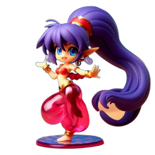 3d render, concept art, anime, animated, character, purple, hair, wearing transparent PNG cut-out