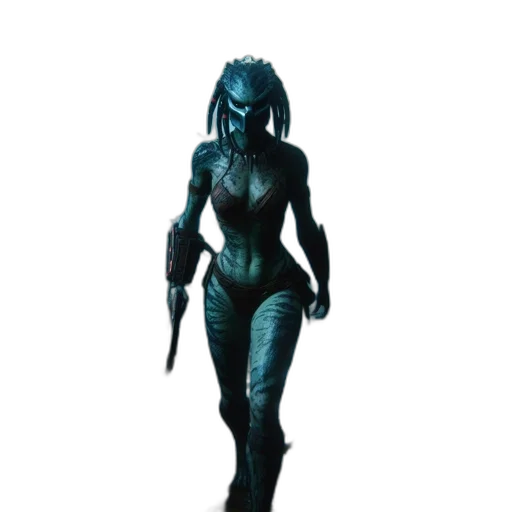 creature, staff, concept art, 3d render, comic book art, fantasy art, underwater, blue transparent PNG cut-out