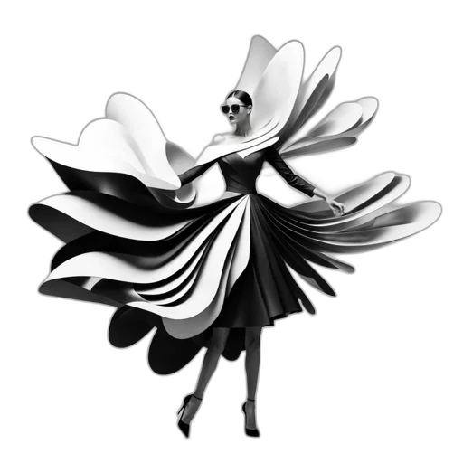 dress, flower, staff, robot, concept art, 3d render, fantasy art, cartoon transparent PNG cut-out