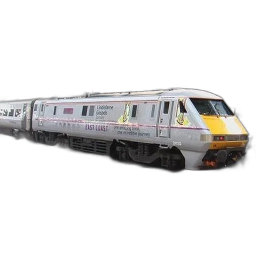 3d render, photorealistic, silver, train, words, east, coast, parked transparent PNG cut-out