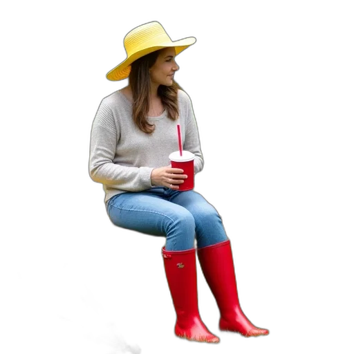 hat, shoes, jacket, dress, concept art, 3d render, photorealistic, red transparent PNG cut-out