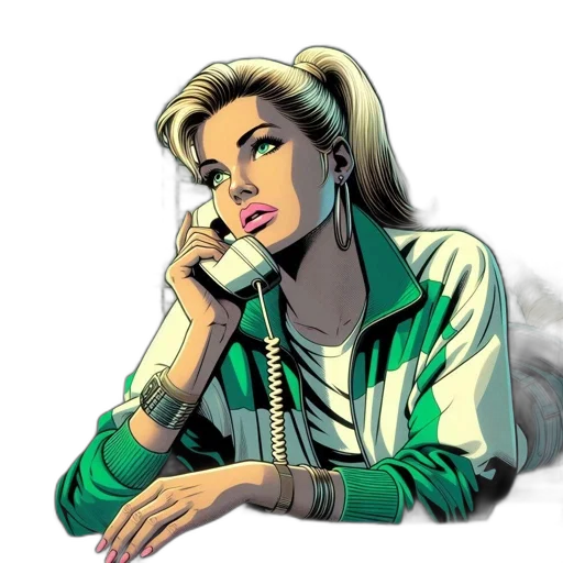 comic book art, cartoon, concept art, photorealistic, green, woman, blonde, hair transparent PNG cut-out