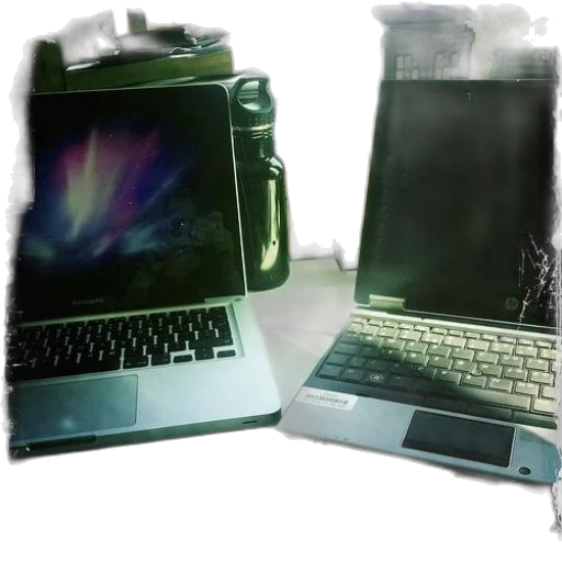 weapon, 3d render, photorealistic, vaporwave, concept art, monochrome, two, laptops transparent PNG cut-out