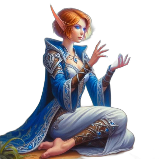 staff, dragon, fantasy art, concept art, pixel art, blue, elven, woman transparent PNG cut-out