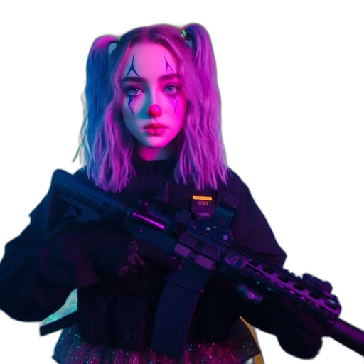 weapon, jacket, robot, animal, cyberpunk, concept art, anime, vaporwave transparent PNG cut-out