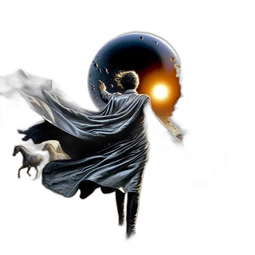 mask, staff, dress, umbrella, concept art, fantasy art, 3d render, comic book art transparent PNG cut-out
