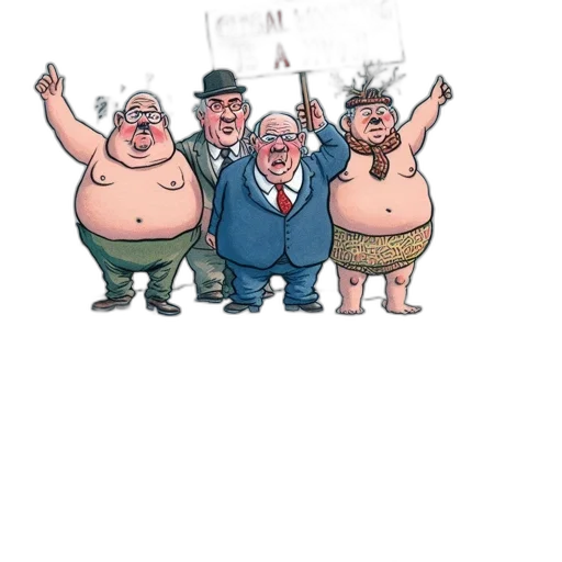 concept art, cartoon, watercolor, fire, image, satirical, depicting, four transparent PNG cut-out