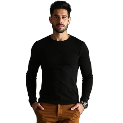 jacket, staff, 3d render, dark, monochrome, person, slim, build transparent PNG cut-out