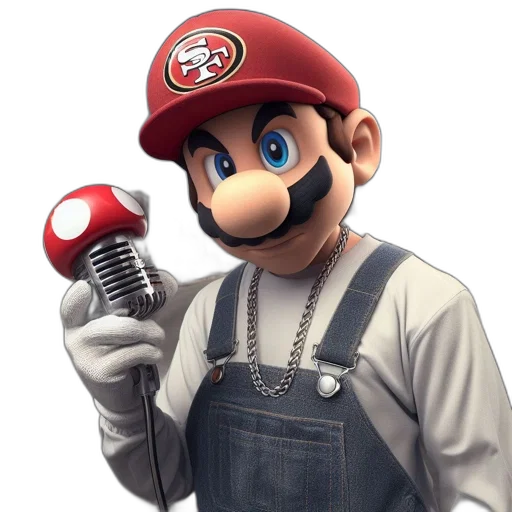 staff, hat, face, 3d render, concept art, photorealistic, cartoon, mario transparent PNG cut-out