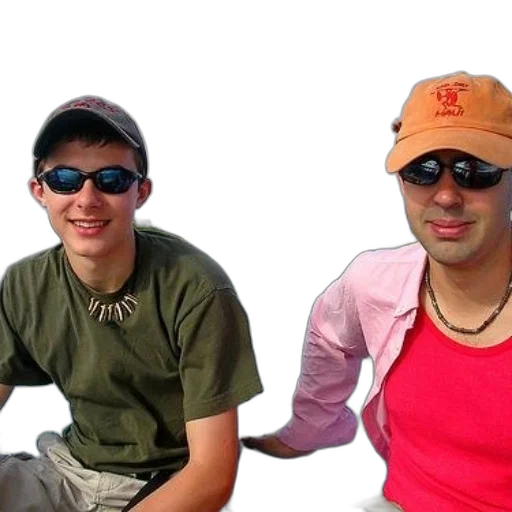 hat, jacket, 3d render, photorealistic, vaporwave, oil painting, two, men transparent PNG cut-out