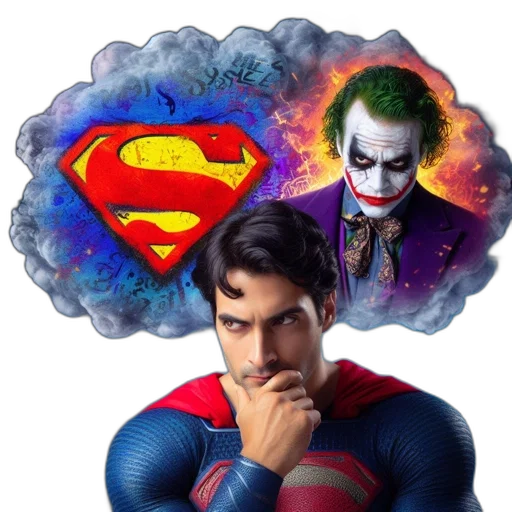 comic book art, concept art, photorealistic, cartoon, adult, male, superman, costume transparent PNG cut-out