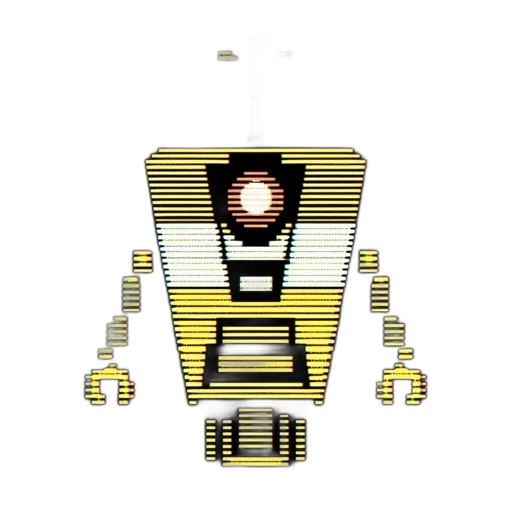 robot, creature, animal, staff, pixel art, 3d render, concept art, comic book art transparent PNG cut-out