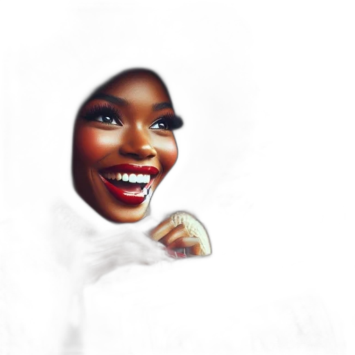 face, umbrella, photorealistic, cartoon, concept art, 3d render, woman, afro transparent PNG cut-out