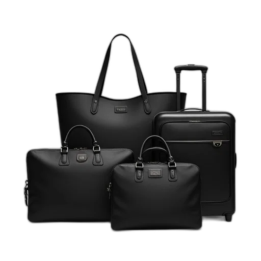 monochrome, dark, collection, various, bags, suitcases, displayed, color transparent PNG cut-out