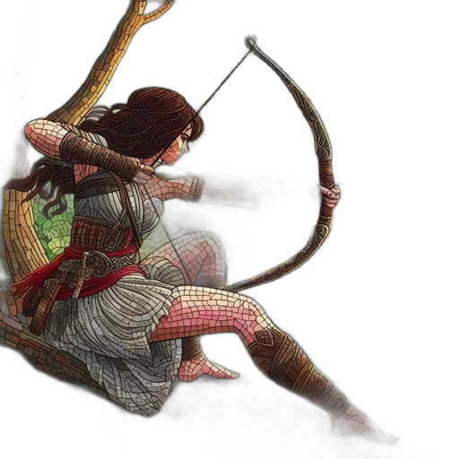 sword, weapon, concept art, fantasy art, 3d render, comic book art, female, archer transparent PNG cut-out