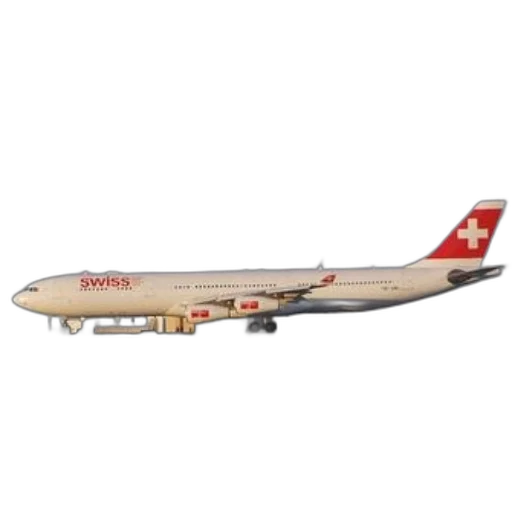 staff, 3d render, photorealistic, swiss, airlines, plane, seen, runway transparent PNG cut-out