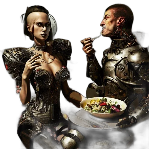 food, concept art, fantasy art, comic book art, cyberpunk, outer space, fire, post-apocalyptic transparent PNG cut-out