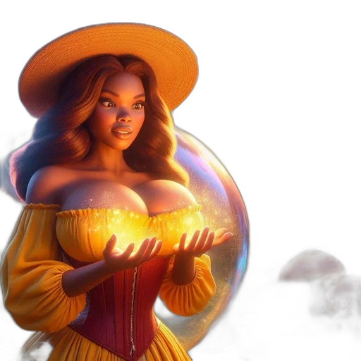 dress, concept art, fantasy art, comic book art, 3d render, fire, golden, woman transparent PNG cut-out