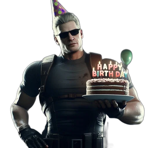 3d render, cyberpunk, concept art, muscular, man, wears, sunglasses, party transparent PNG cut-out