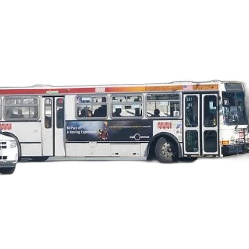 staff, photorealistic, 3d render, concept art, city, bus, advertisement, part transparent PNG cut-out