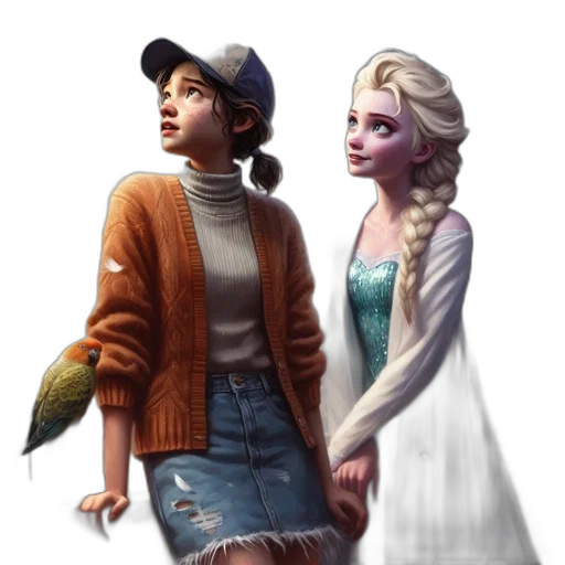 hat, jacket, concept art, fantasy art, pixel art, photorealistic, snow, city street transparent PNG cut-out