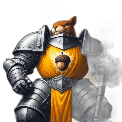 staff, robot, fantasy art, concept art, photorealistic, 3d render, armored, squirrel transparent PNG cut-out