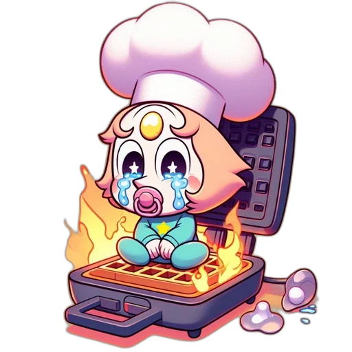 food, staff, robot, pixel art, concept art, vaporwave, cartoon, fire transparent PNG cut-out