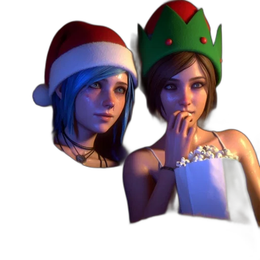 hat, 3d render, concept art, photorealistic, pixel art, two, animated, women transparent PNG cut-out