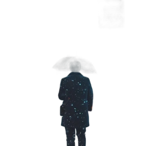 umbrella, jacket, hat, robot, concept art, pixel art, photorealistic, watercolor transparent PNG cut-out