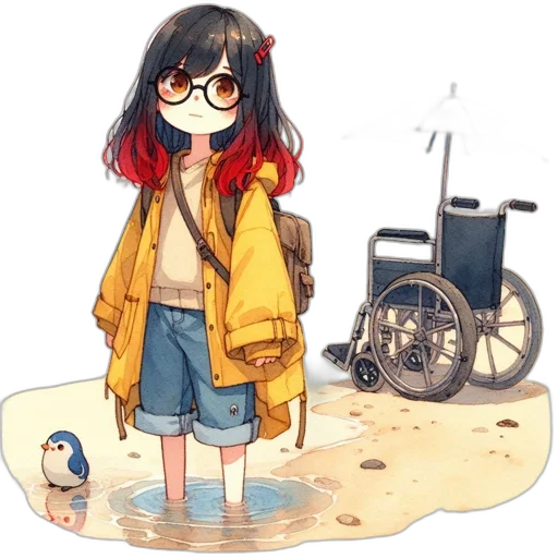 umbrella, jacket, robot, dress, watercolor, concept art, pixel art, anime transparent PNG cut-out