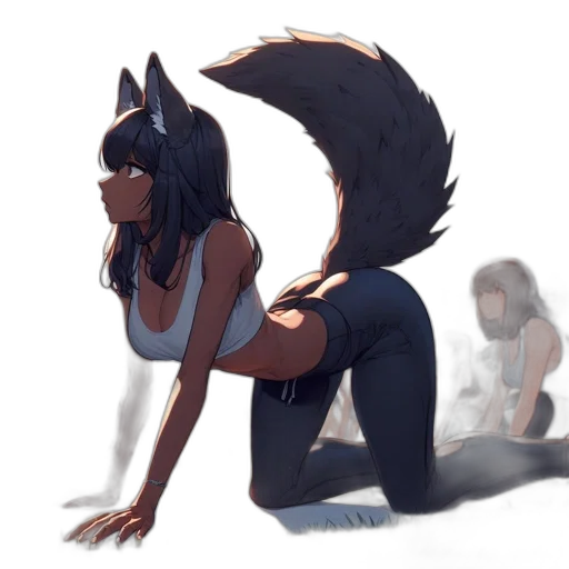 creature, animal, concept art, anime, fantasy art, cartoon, fire, monochrome transparent PNG cut-out