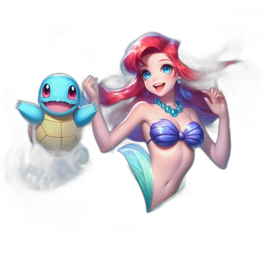 creature, fantasy art, pixel art, concept art, 3d render, underwater, pastel, aquatic transparent PNG cut-out