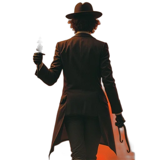 staff, jacket, hat, weapon transparent PNG cut-out